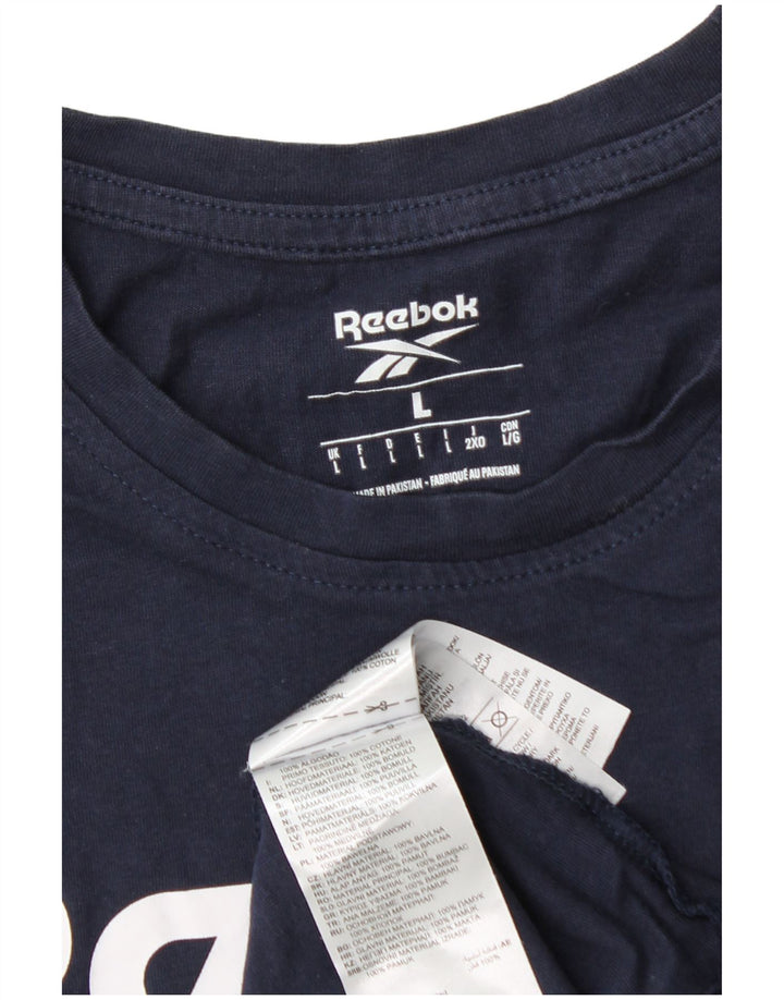 Reebok Mens Graphic T-Shirt Top Large Navy Blue Cotton