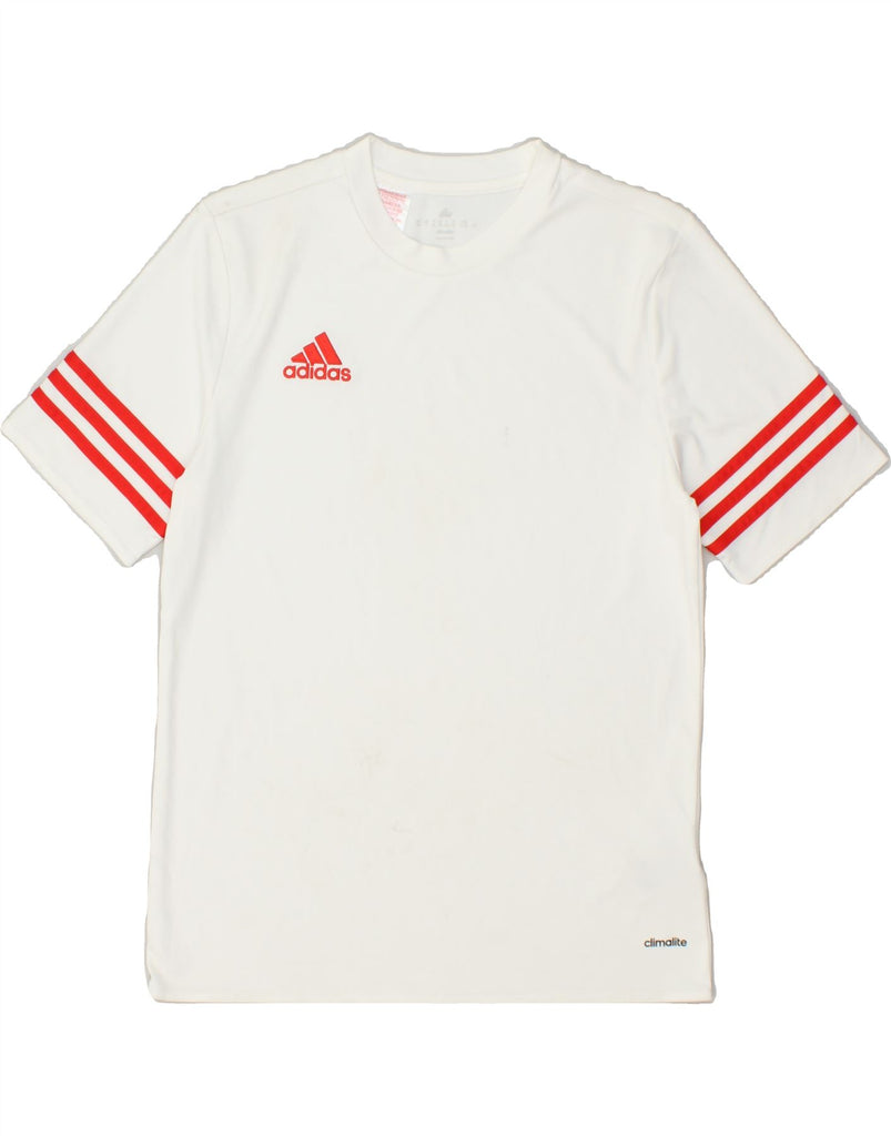 ADIDAS Boys Graphic T-Shirt Top 13-14 Years XL  White Polyester | Vintage Adidas | Thrift | Second-Hand Adidas | Used Clothing | Messina Hembry 