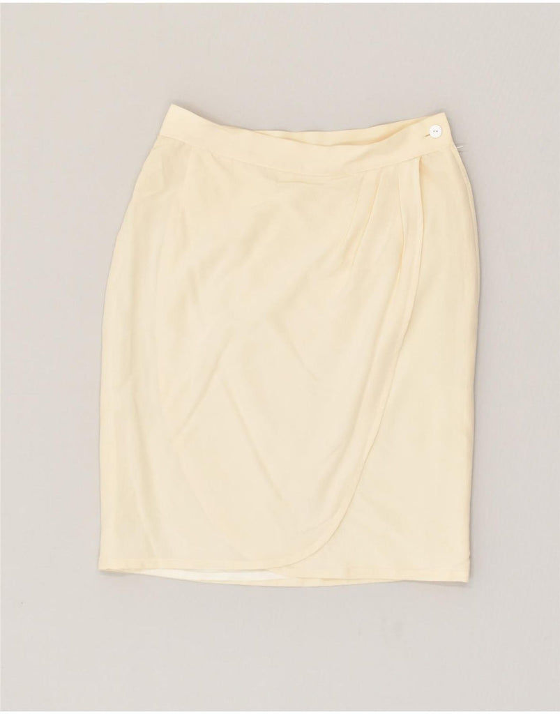 MILA SCHON Womens Pencil Skirt IT 44 Medium W28  Off White Silk | Vintage Mila Schon | Thrift | Second-Hand Mila Schon | Used Clothing | Messina Hembry 