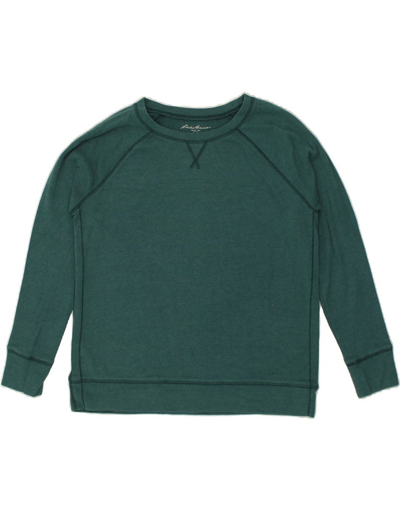 EDDIE BAUER Womens Oversized Sweatshirt Jumper UK 14 Medium Green Cotton | Vintage Eddie Bauer | Thrift | Second-Hand Eddie Bauer | Used Clothing | Messina Hembry 