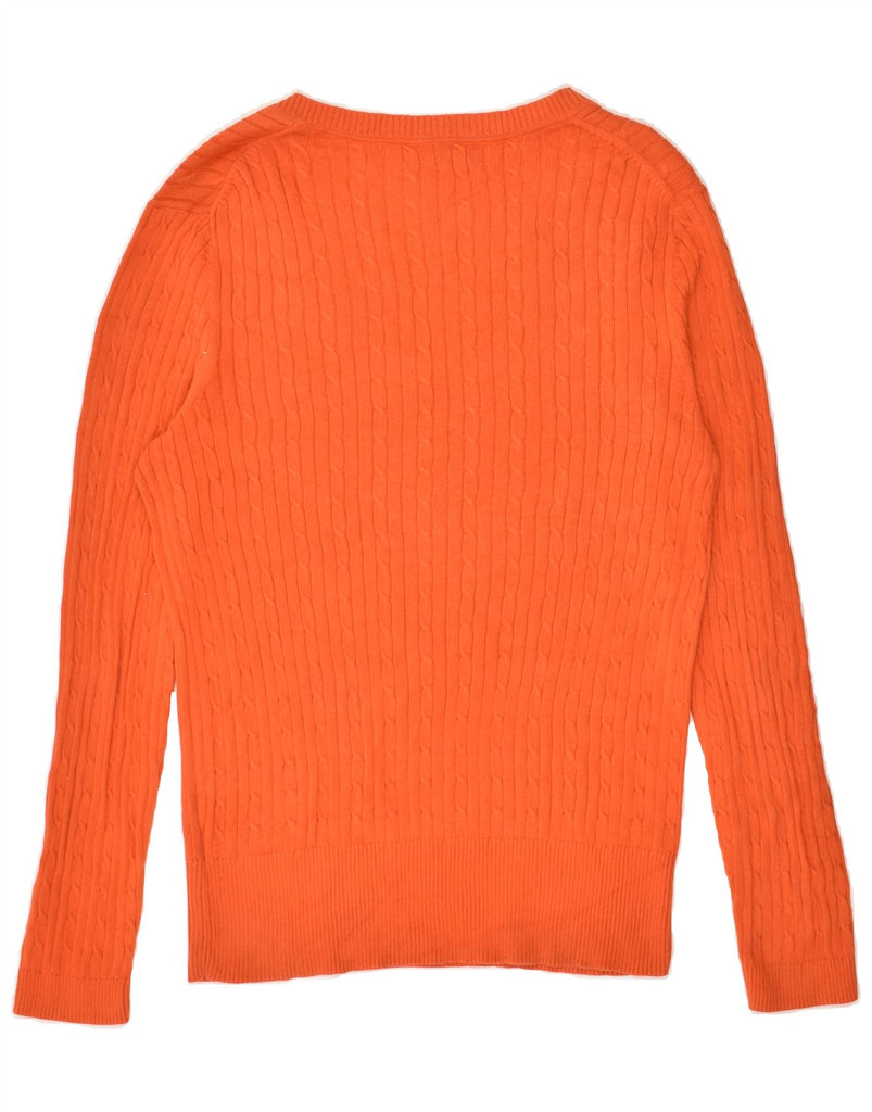 TOMMY HILFIGER Womens V-Neck Jumper Sweater UK 18 XL Orange Cotton | Vintage Tommy Hilfiger | Thrift | Second-Hand Tommy Hilfiger | Used Clothing | Messina Hembry 