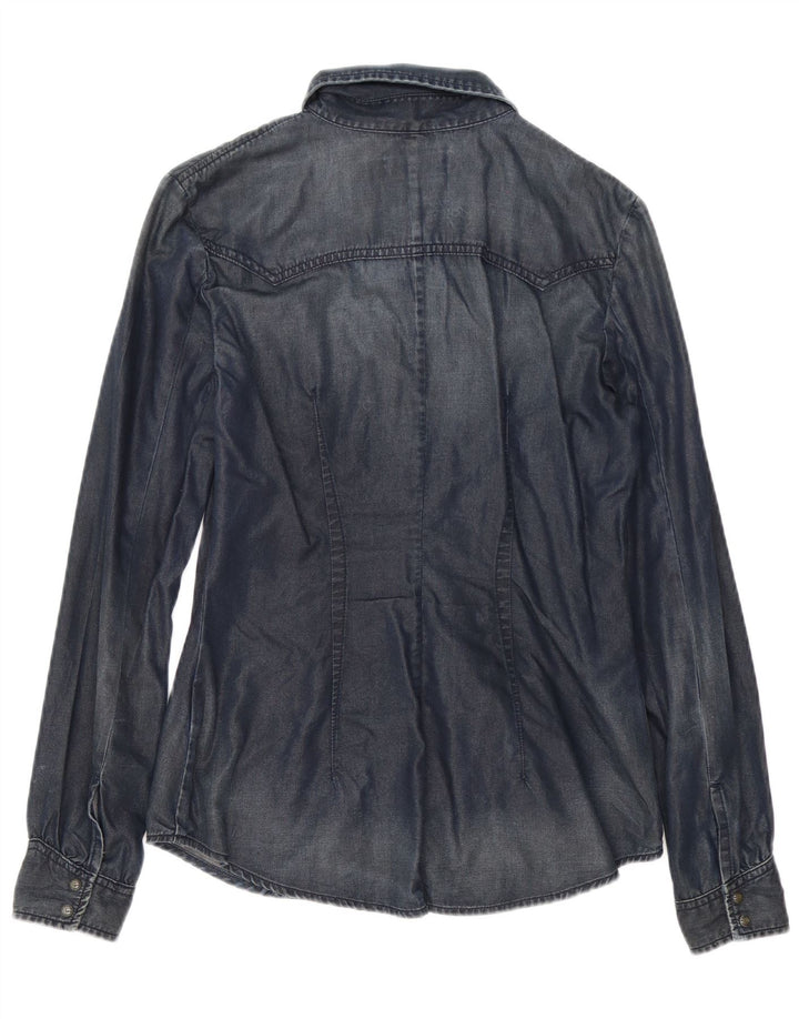 Diesel Womens Denim Shirt UK 12 Medium Navy Blue Cotton