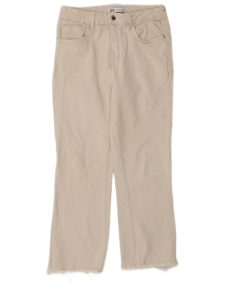 Zara Womens Cropped Jeans EU 40 Medium W30 L25 Beige Cotton