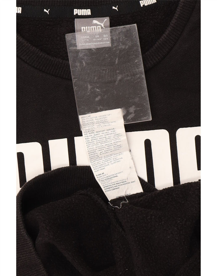 PUMA Boys Graphic Sweatshirt Jumper 13-14 Years Black Cotton