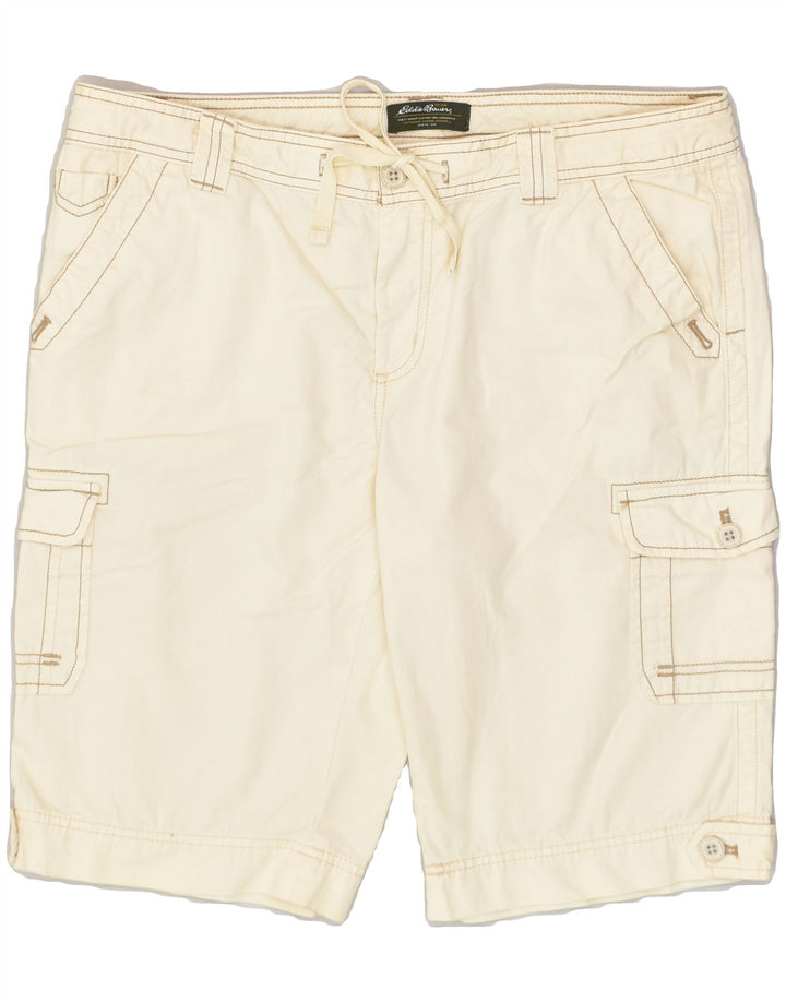 EDDIE BAUER Womens Cargo Shorts US 14 XL W36 Off White Cotton | Vintage Eddie Bauer | Thrift | Second-Hand Eddie Bauer | Used Clothing | Messina Hembry 