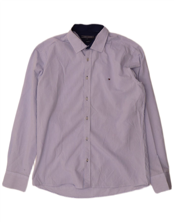 Tommy Hilfiger Mens Slim Fit Shirt XL Blue Cotton
