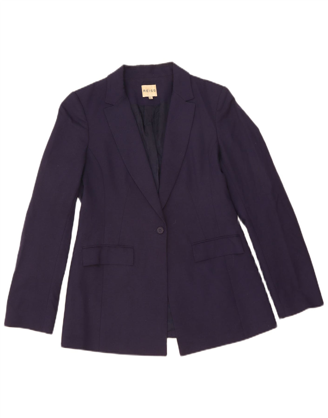 Reiss Womens 1 Button Blazer Jacket UK 10 Small  Navy Blue Viscose