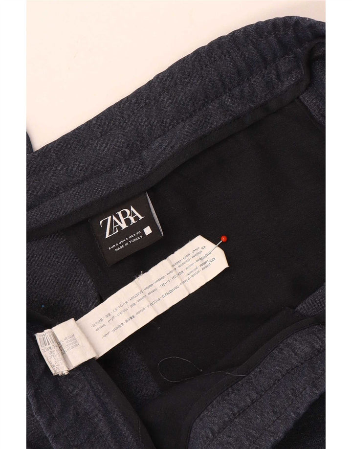 Zara Mens Slim Chino Trousers Small W30 L30 Navy Blue Polyester