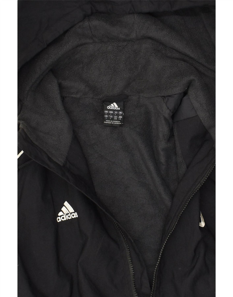 ADIDAS Mens Hooded Windbreaker Jacket UK 40 Large Black Nylon | Vintage Adidas | Thrift | Second-Hand Adidas | Used Clothing | Messina Hembry 