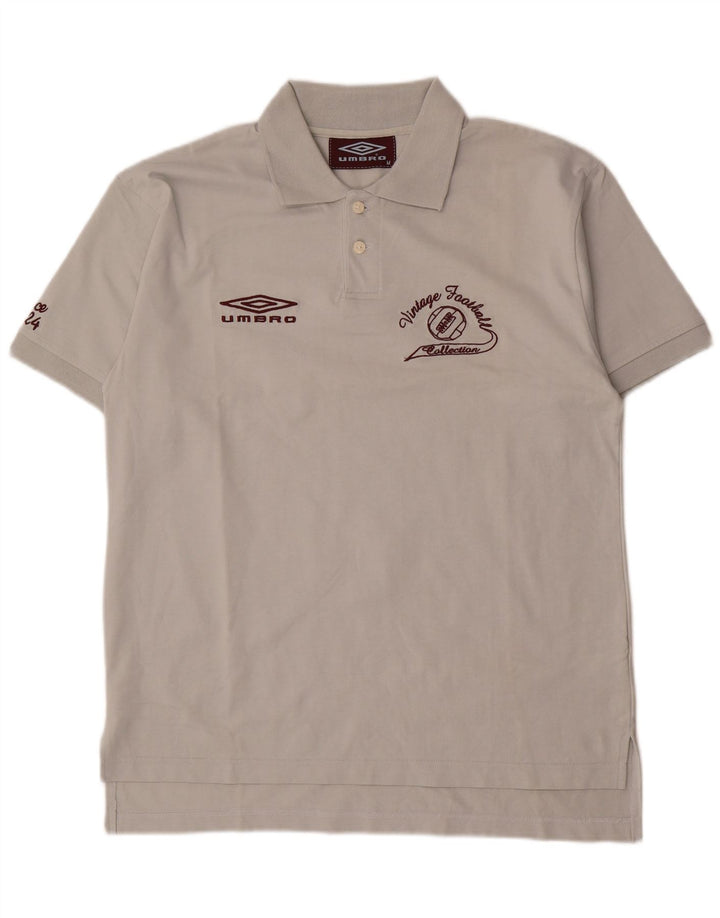 Umbro Mens Graphic Polo Shirt Medium Grey Cotton
