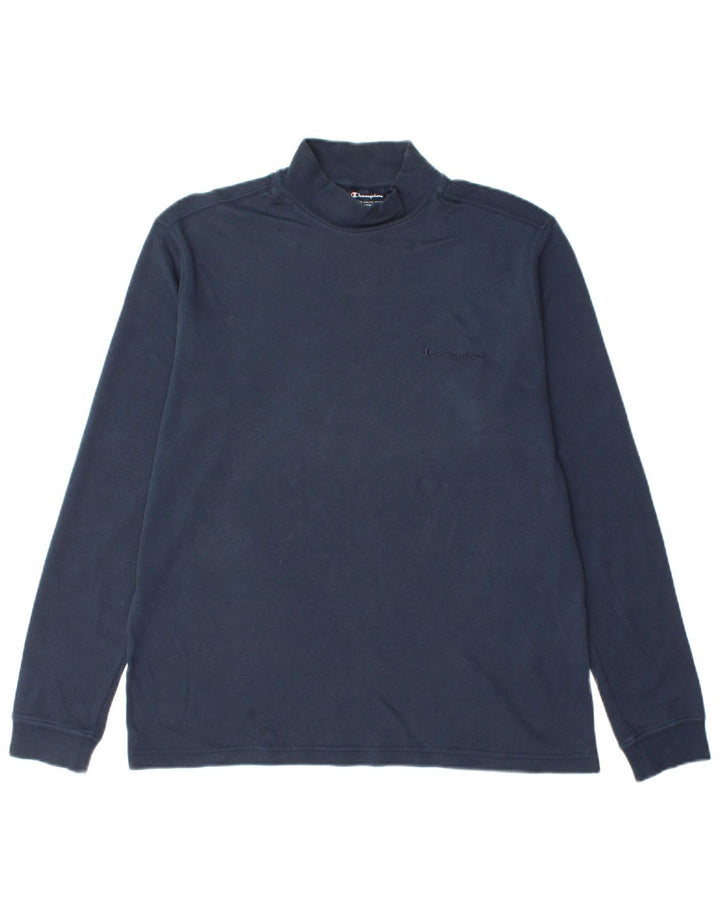 CHAMPION Mens Top Long Sleeve Small Navy Blue Cotton