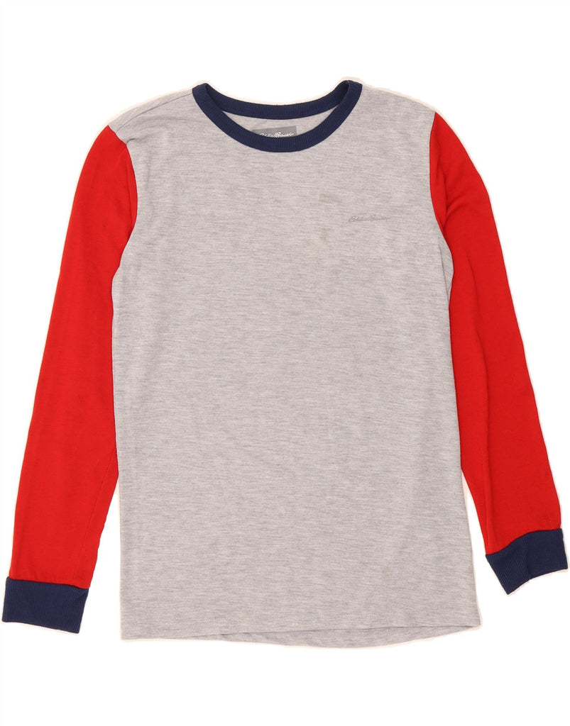 EDDIE BAUER Boys Top Long Sleeve 10-11 Years Medium  Grey Colourblock Vintage Eddie Bauer and Second-Hand Eddie Bauer from Messina Hembry 