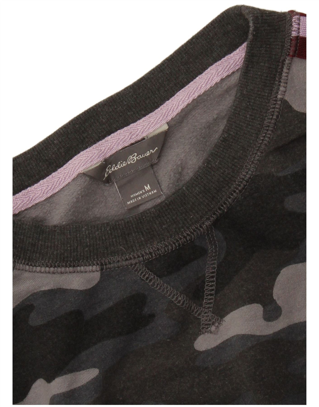 EDDIE BAUER Womens Sweatshirt Jumper UK 14 Medium Grey Camouflage