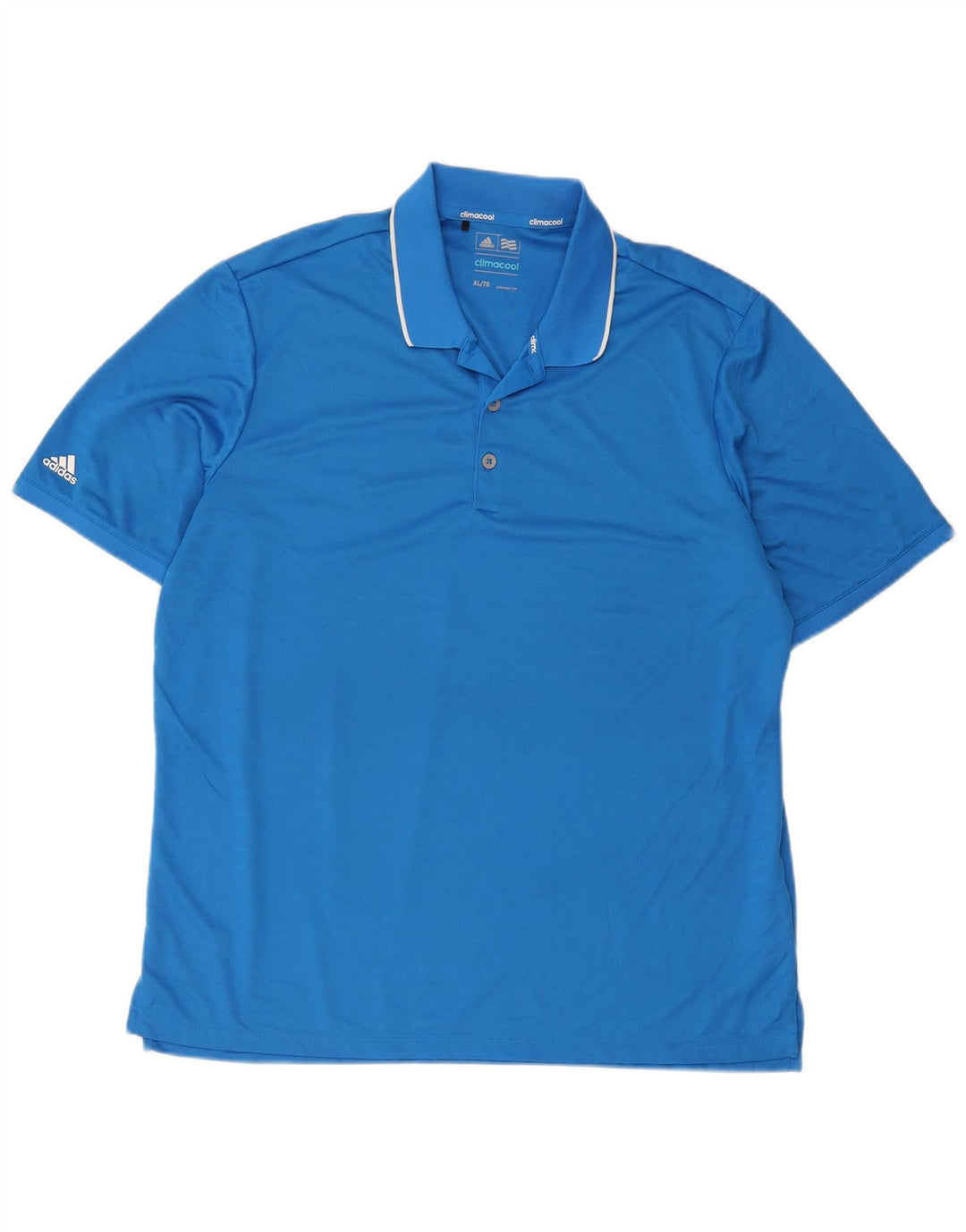 Adidas Mens Climacool Polo Shirt XL Blue Striped Polyester