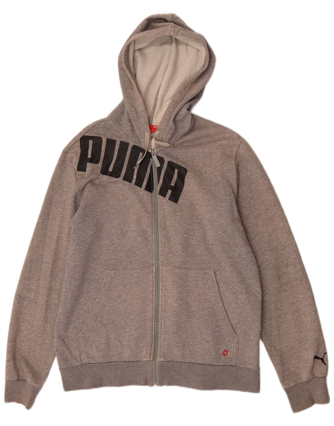 Puma Mens Graphic Zip Hoodie Sweater Medium Grey Cotton
