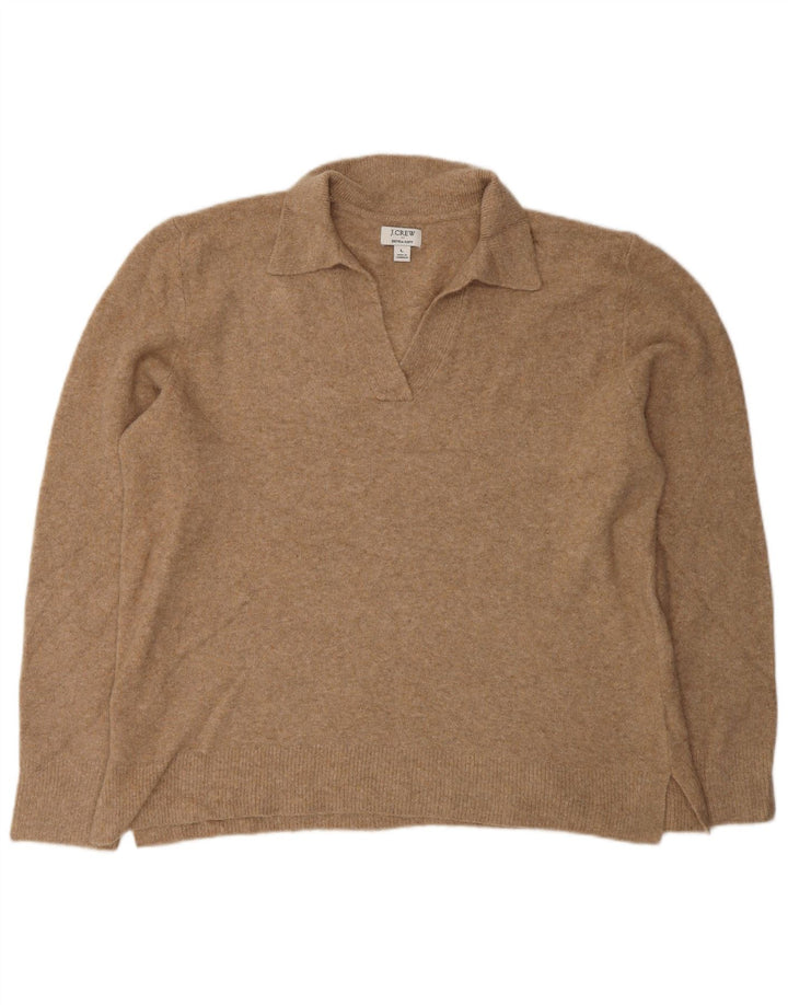 J. CREW Womens Oversized Polo Neck Jumper Sweater UK 16 Large Brown