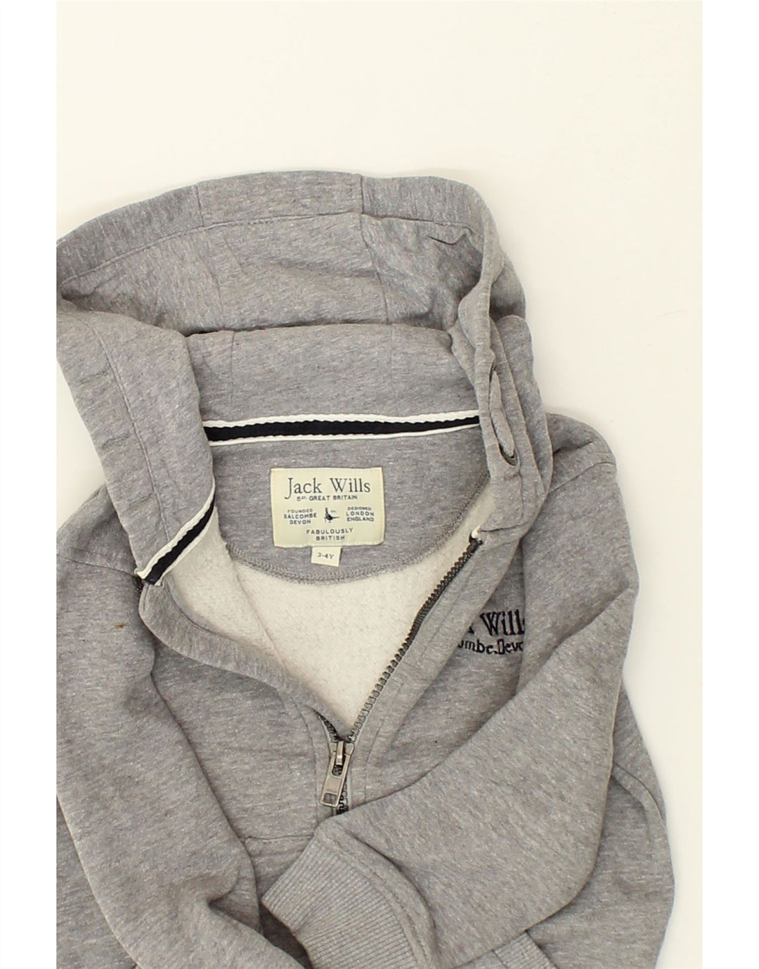 JACK WILLS Boys Zip Hoodie Sweater 3-4 Years Grey Cotton Vintage Jack Wills and Second-Hand Jack Wills from Messina Hembry 