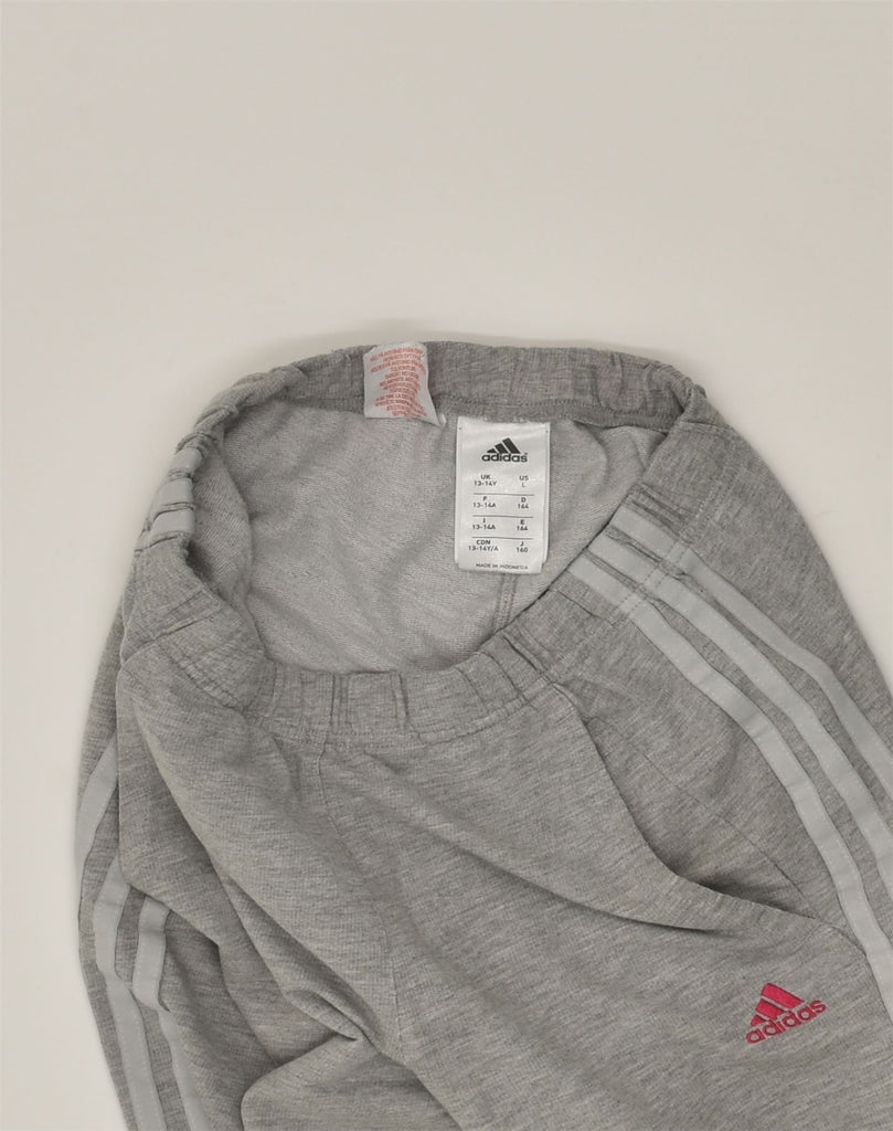 ADIDAS Girls Tracksuit Trousers Joggers 13-14 Years Grey Cotton | Vintage Adidas | Thrift | Second-Hand Adidas | Used Clothing | Messina Hembry 