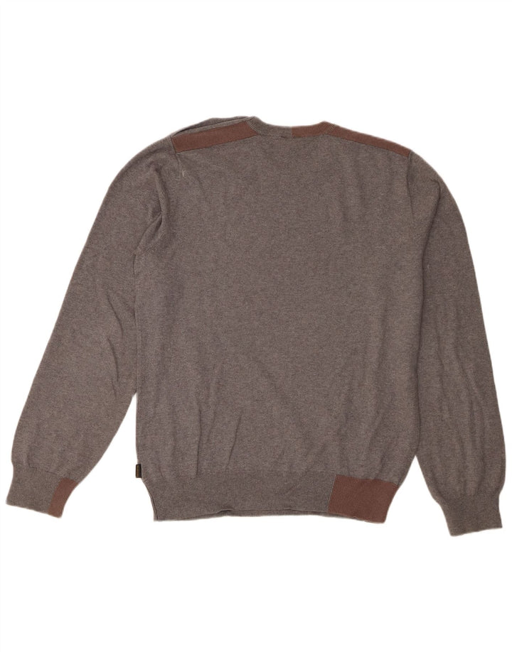 Paul Smith Mens Crew Neck Jumper Sweater Medium Grey Colourblock Cotton