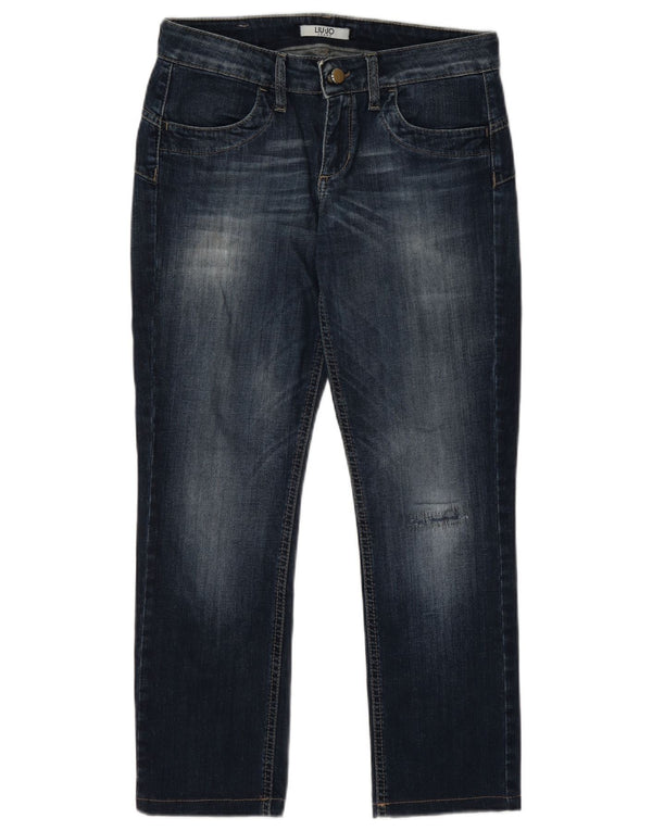 Liu Jo Womens Distressed Straight Jeans UK 14 Medium W30 L26 Blue Cotton