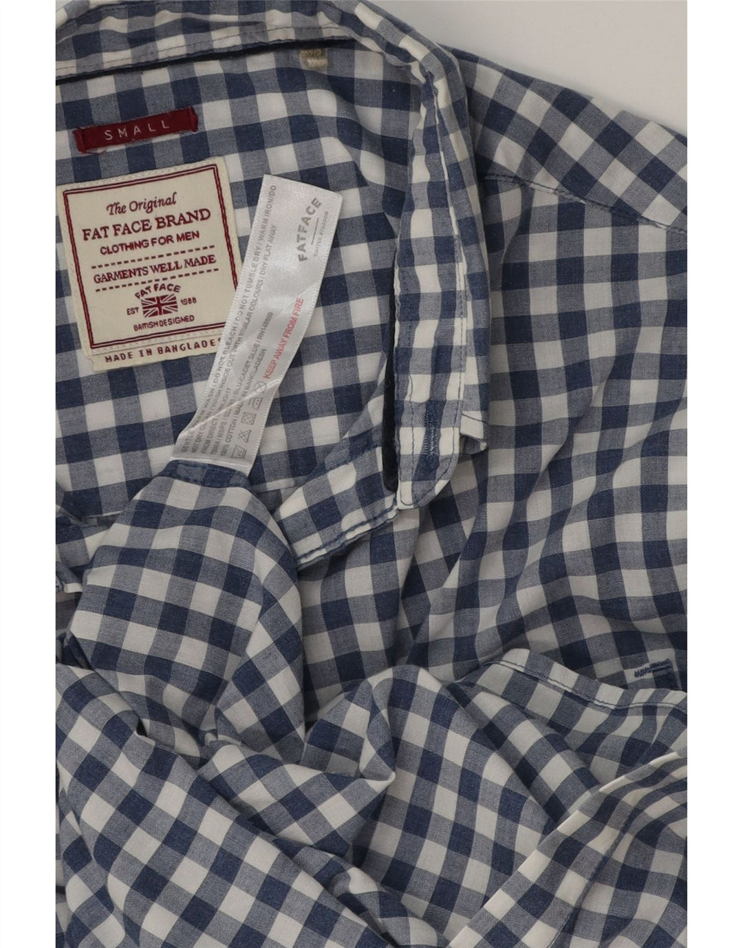 FAT FACE Mens Shirt Small Blue Check Cotton