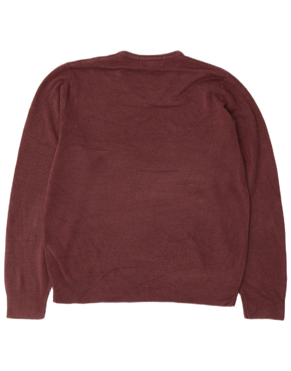 Marks & Spencer Mens V-Neck Jumper Sweater Medium Brown Acrylic