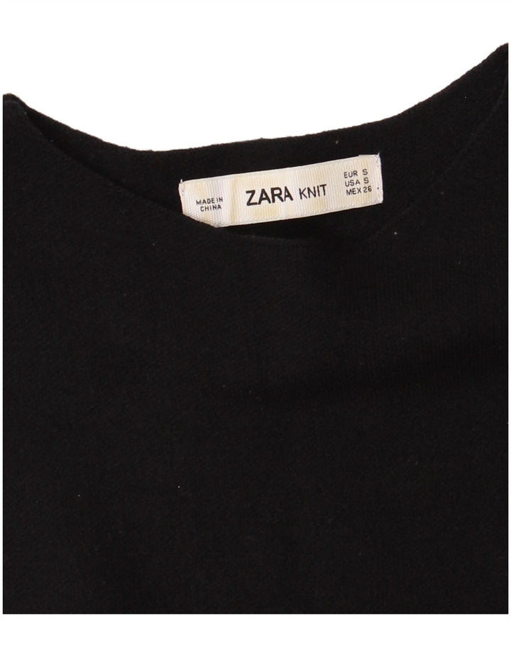 Zara Womens Sleeveless A-Line Dress UK 10 Small Black Colourblock