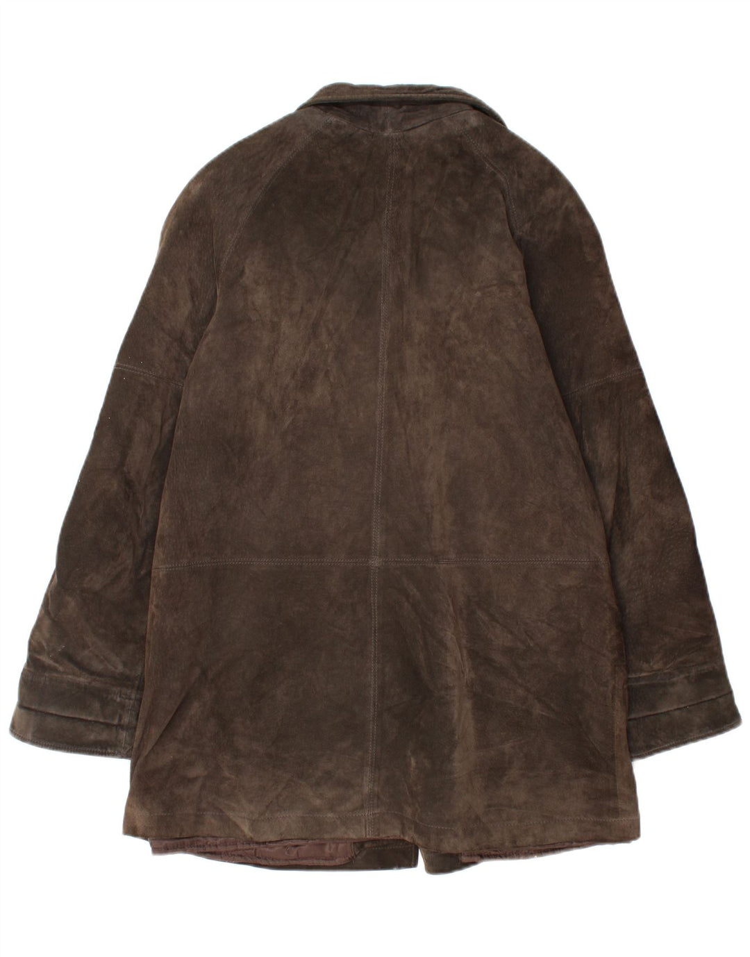 Oviesse Womens Suede Overcoat IT 44 Medium Brown Leather