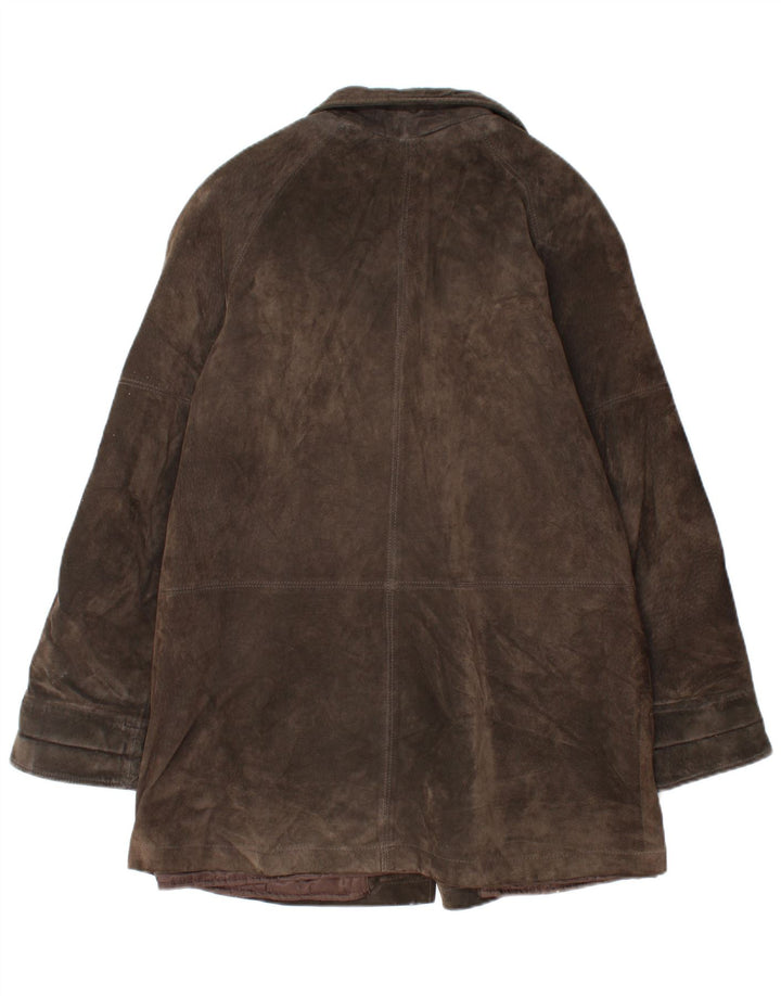 Oviesse Womens Suede Overcoat IT 44 Medium Brown Leather