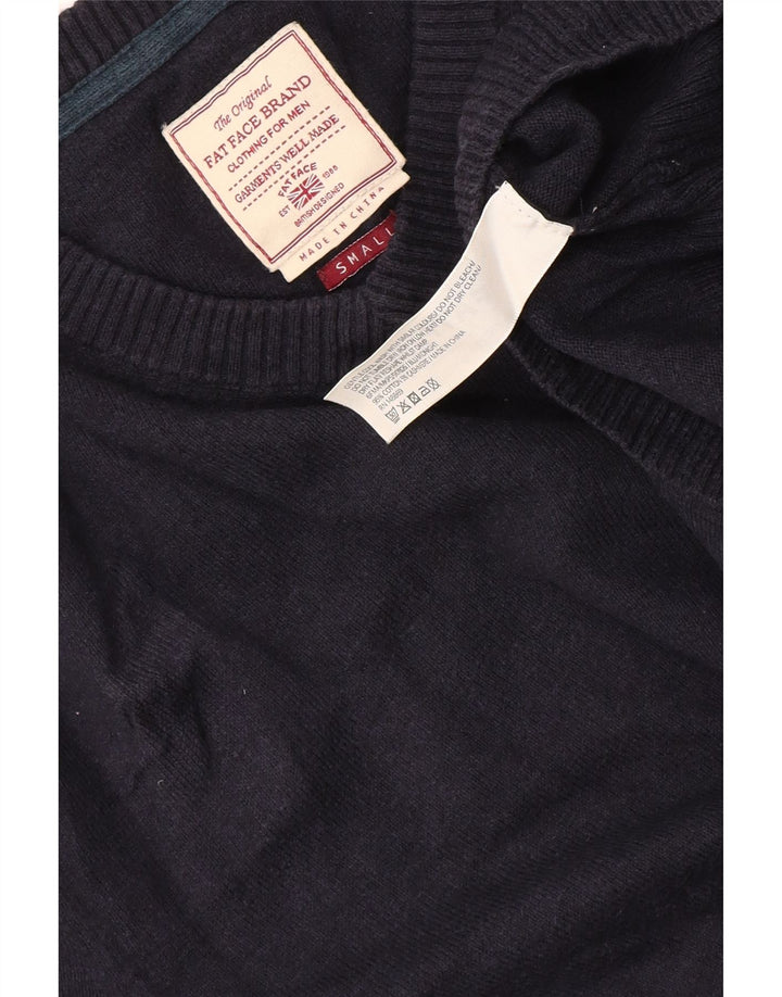 Fat Face Mens V-Neck Jumper Sweater Small Navy Blue Cotton