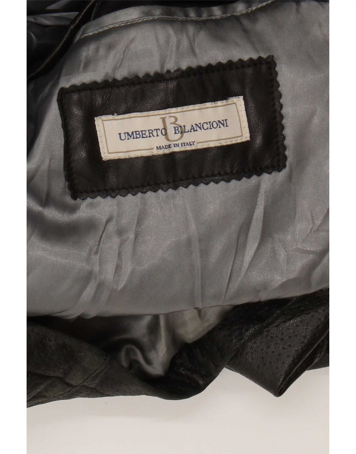 Umberto Bilancioni Mens Leather Jacket UK 40 Large Black