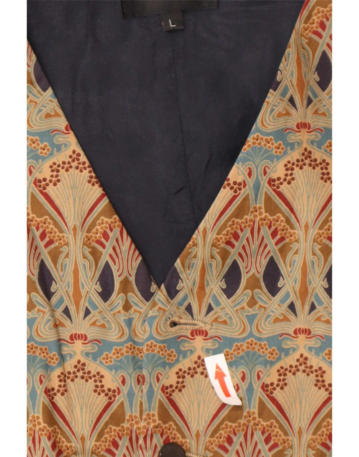 Liberty Mens Waistcoat Large Beige Floral Cotton