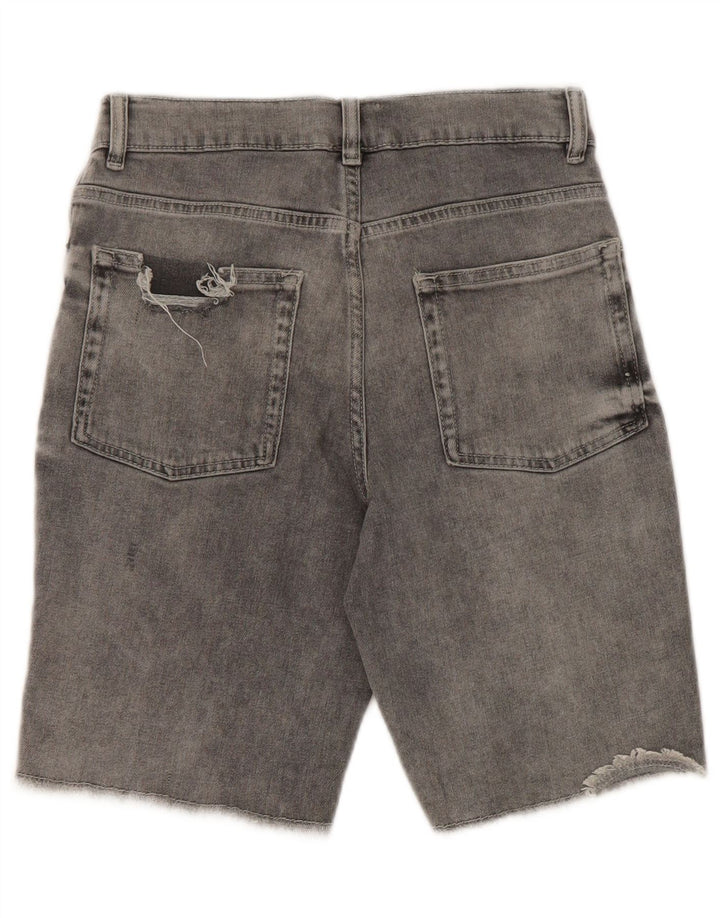 Zara Boys Distressed Denim Shorts 13-14 Years W26 Grey Polyester