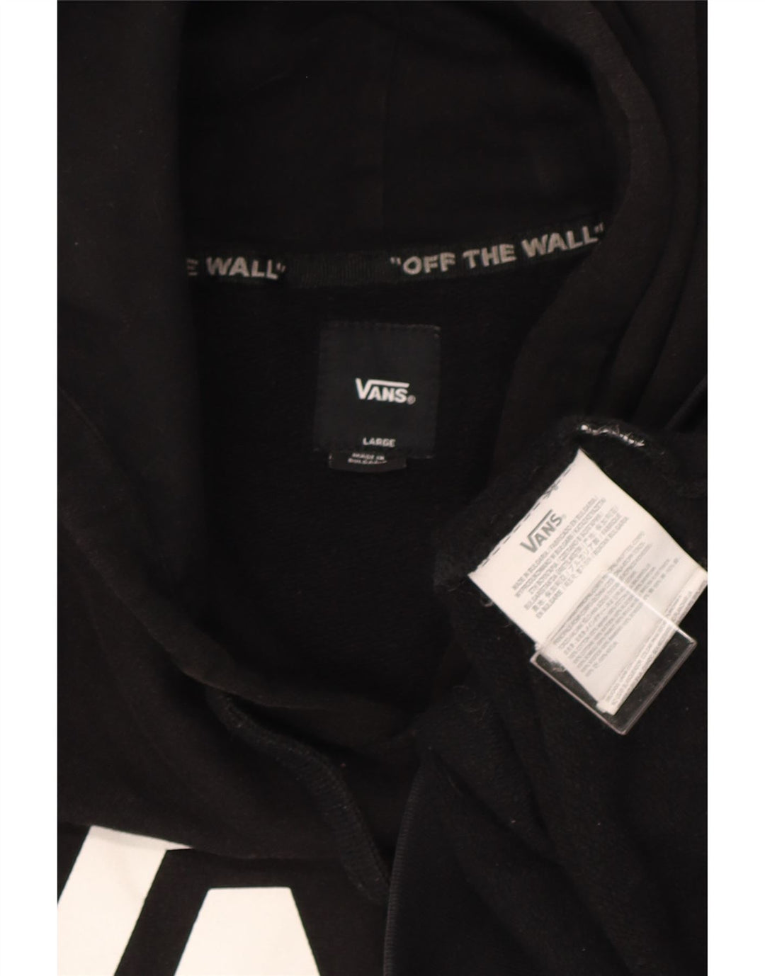 Vans Mens Graphic Hoodie Jumper Large Black Cotton