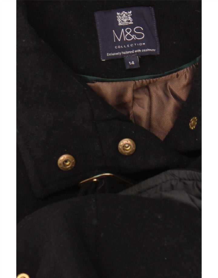 Marks & Spencer Womens Overcoat UK 14 Medium Black Wool