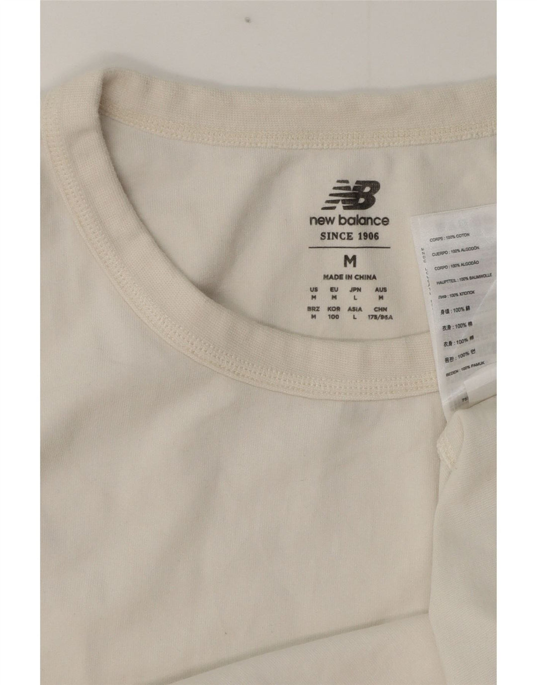 New Balance Mens T-Shirt Top Medium White Cotton