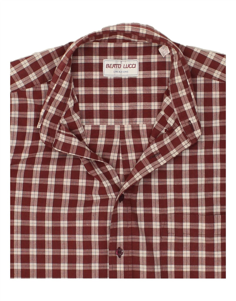 BERTO LUCCI Mens Shirt Size 15 1/2 Medium Red Check Cotton | Vintage Berto Lucci | Thrift | Second-Hand Berto Lucci | Used Clothing | Messina Hembry 