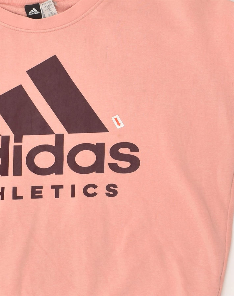 ADIDAS Womens Graphic Sweatshirt Jumper UK 12/14 Medium Pink Cotton | Vintage Adidas | Thrift | Second-Hand Adidas | Used Clothing | Messina Hembry 