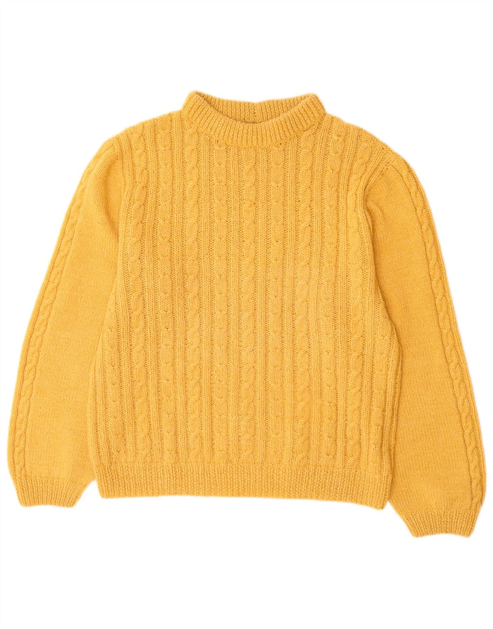 VINTAGE Womens Turtle Neck Jumper Sweater UK 14 Large Yellow