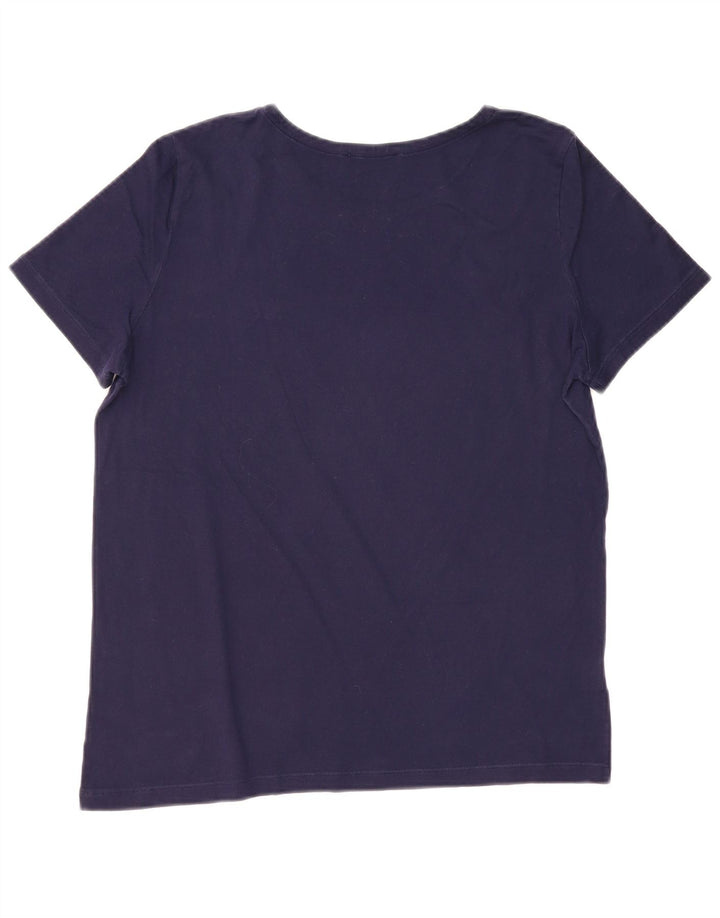 LACOSTE Womens T-Shirt Top Size 42 Large Navy Blue Cotton