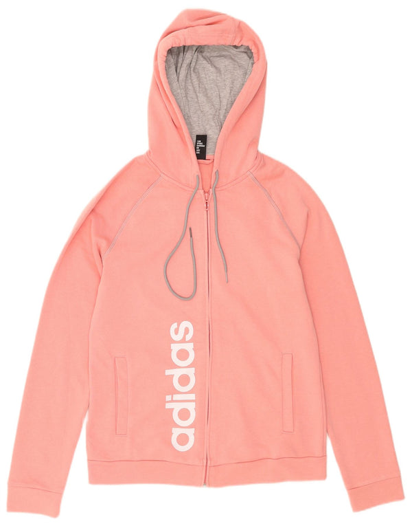 Adidas Womens Graphic Zip Hoodie Sweater UK 14 Medium Pink