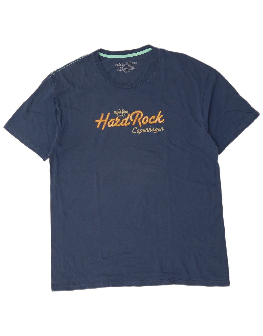 HARD ROCK CAFE Mens Copenhagen Graphic T-Shirt Top XL Blue Cotton