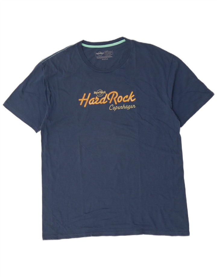HARD ROCK CAFE Mens Copenhagen Graphic T-Shirt Top XL Blue Cotton