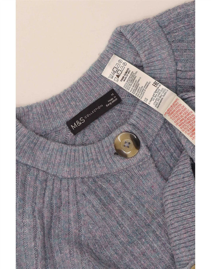 Marks & Spencer Womens Cardigan Sweater UK 14 Medium Blue Acrylic