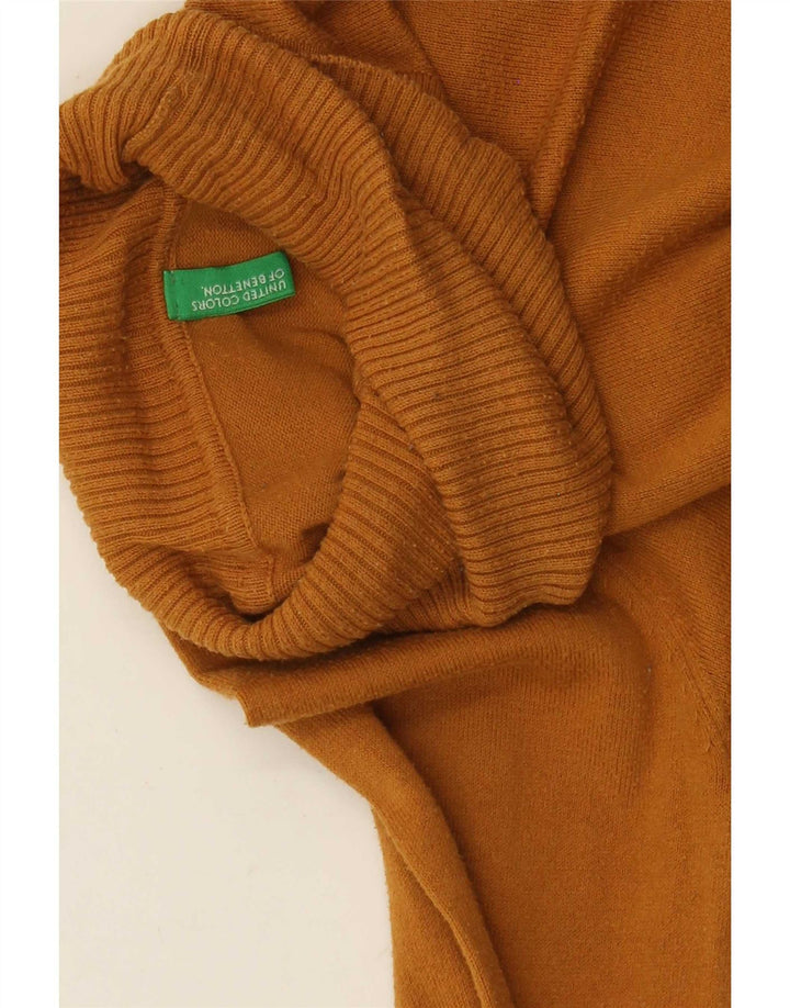 Benetton Womens Roll Neck Jumper Sweater UK 8 Small Yellow