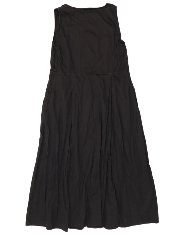 Benetton Womens Sleeveless Maxi Dress UK 14 Large Black Cotton