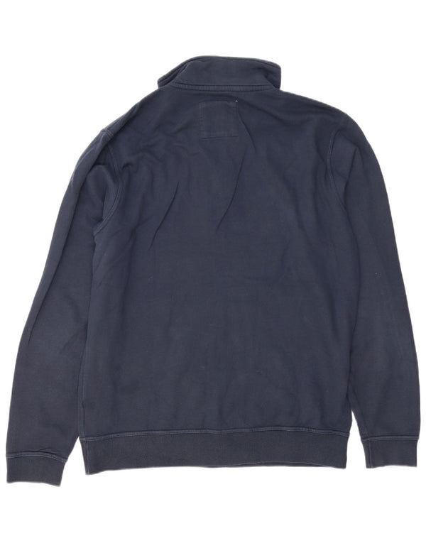 Crew Clothing Mens Zip Neck Sweatshirt Jumper Large Navy Blue Cotton