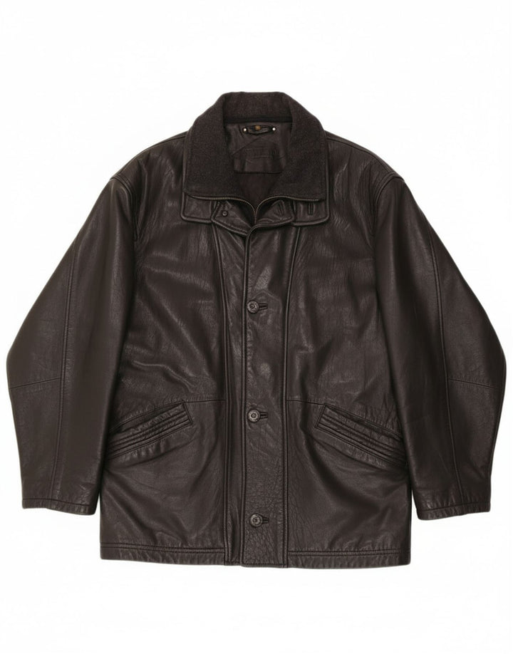 Trapper Mens Leather Jacket EU 52 XL Black Leather