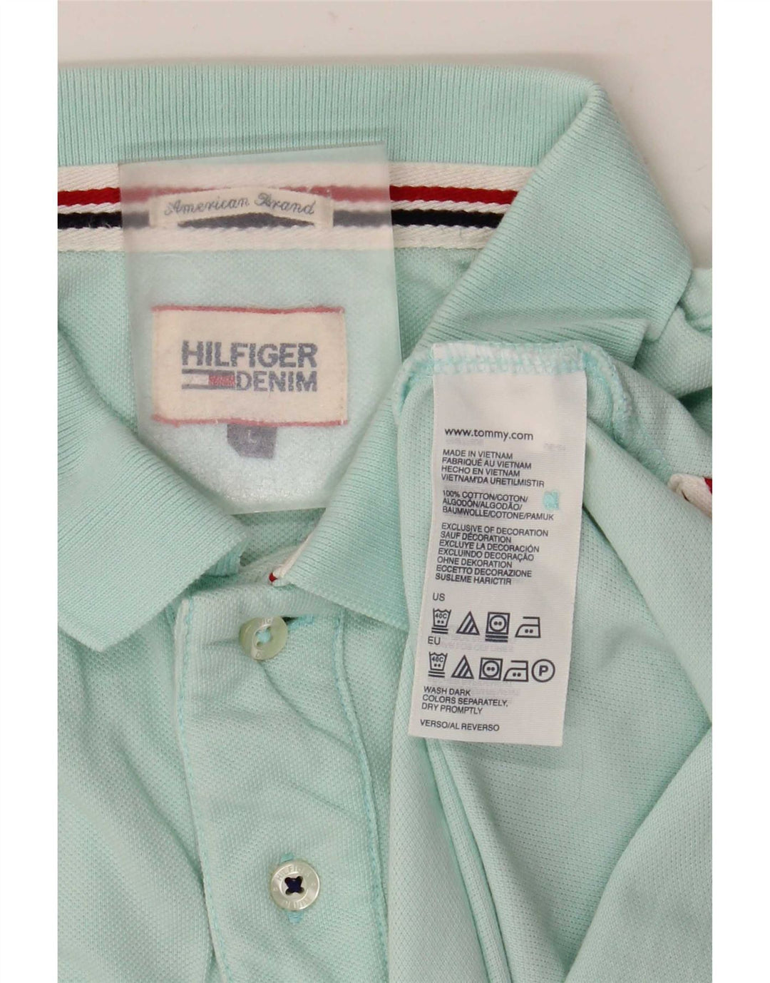 Tommy Hilfiger Mens Polo Shirt Large Turquoise Cotton