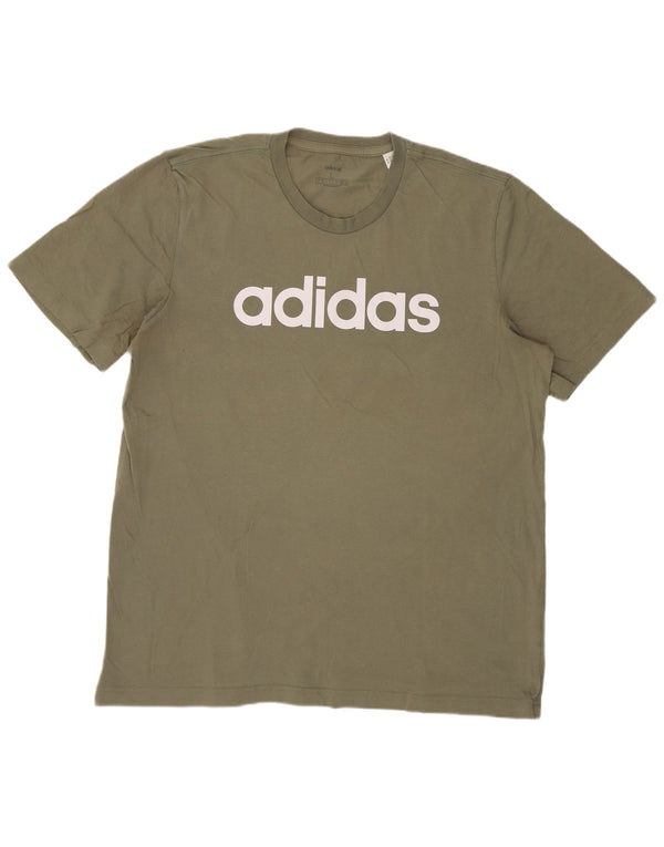 Adidas Mens Graphic T-Shirt Top Large Khaki Cotton
